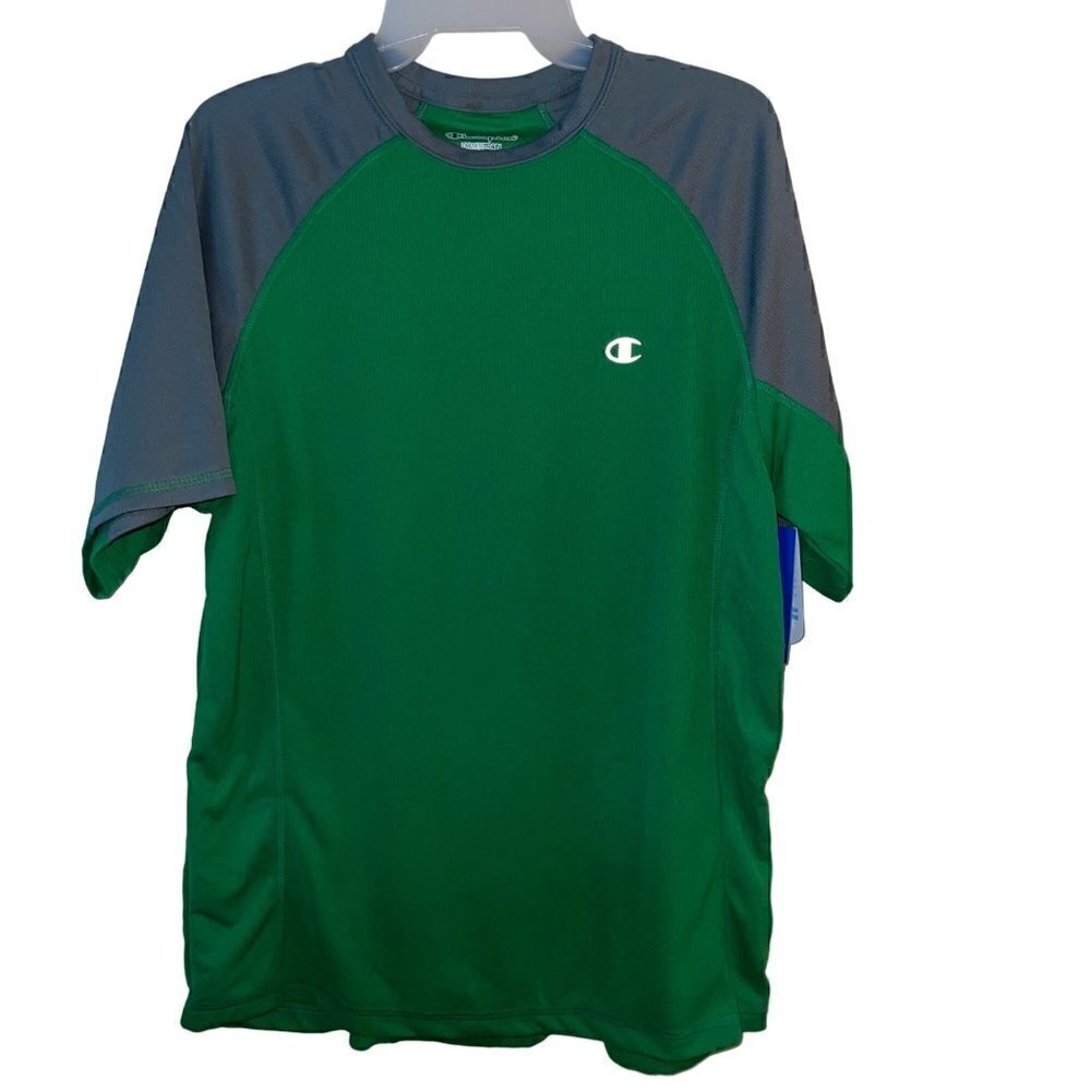 Champion Men's Green & Grey Powertrain Performance Short Sleeve T-shirt - M New